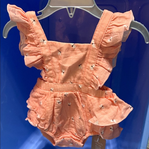 Peach Ruffled Baby Romper - Picture 1 of 3